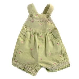 Baby Headquarters Girls 3-6M Green Short One Piece Overall/Romper Strawberry